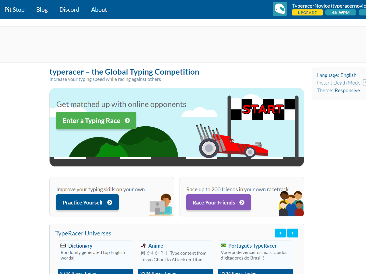 TypeRacer:A fun way to increase your typing speed while racing against  others. You can enter an online typing race…