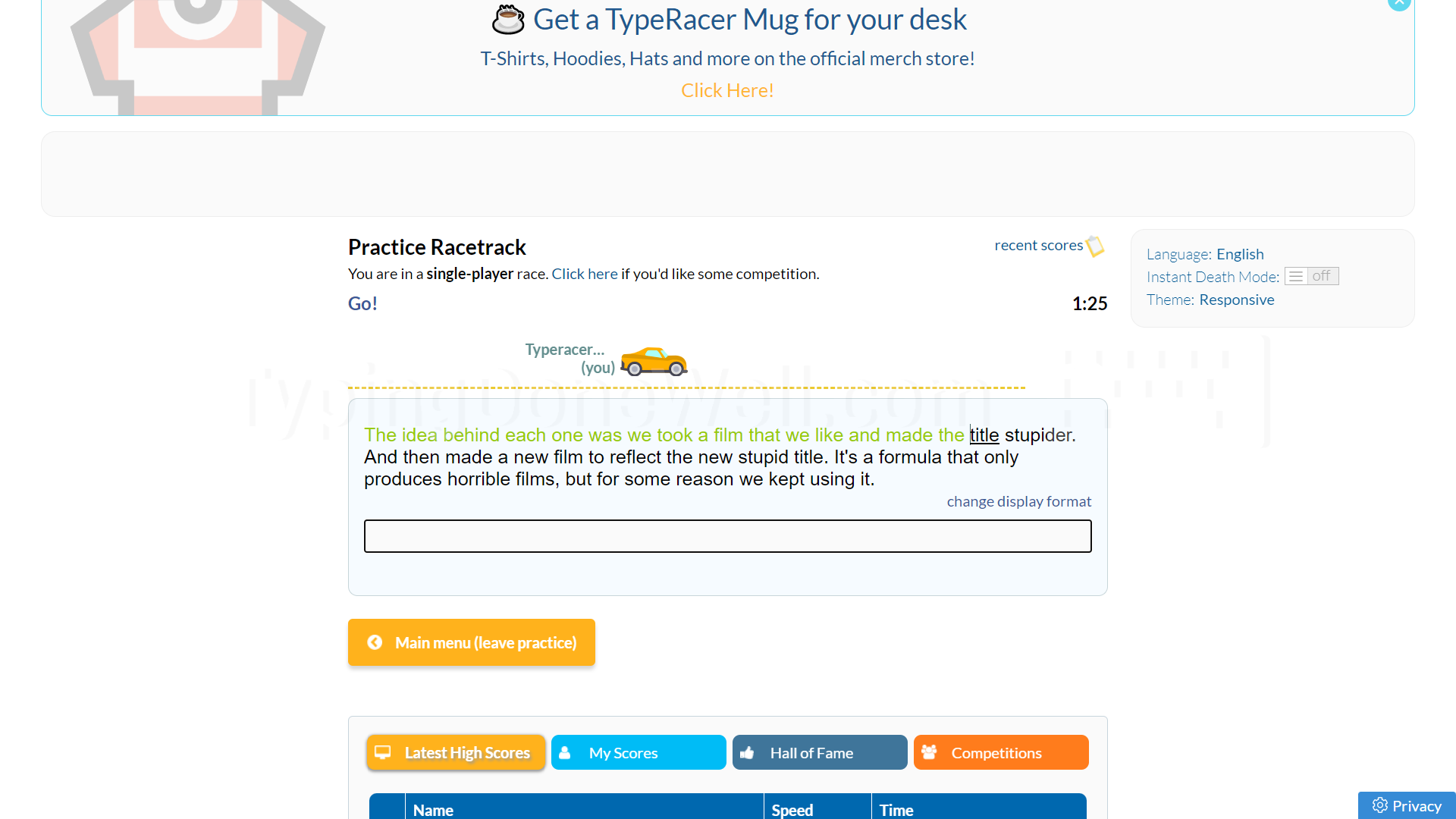 Monkeytype High Scores 